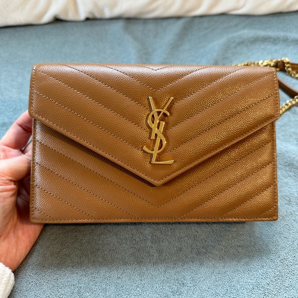 Yves Saint Laurent Handbags - Yves Saint Laurent ENVELOPE CHAIN WALLET IN GRAIN DE POUDRE LEATHER